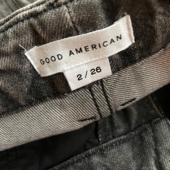 Good American jeans the weekender distressed raw hem gray black size 26 - Picture 5 of 6